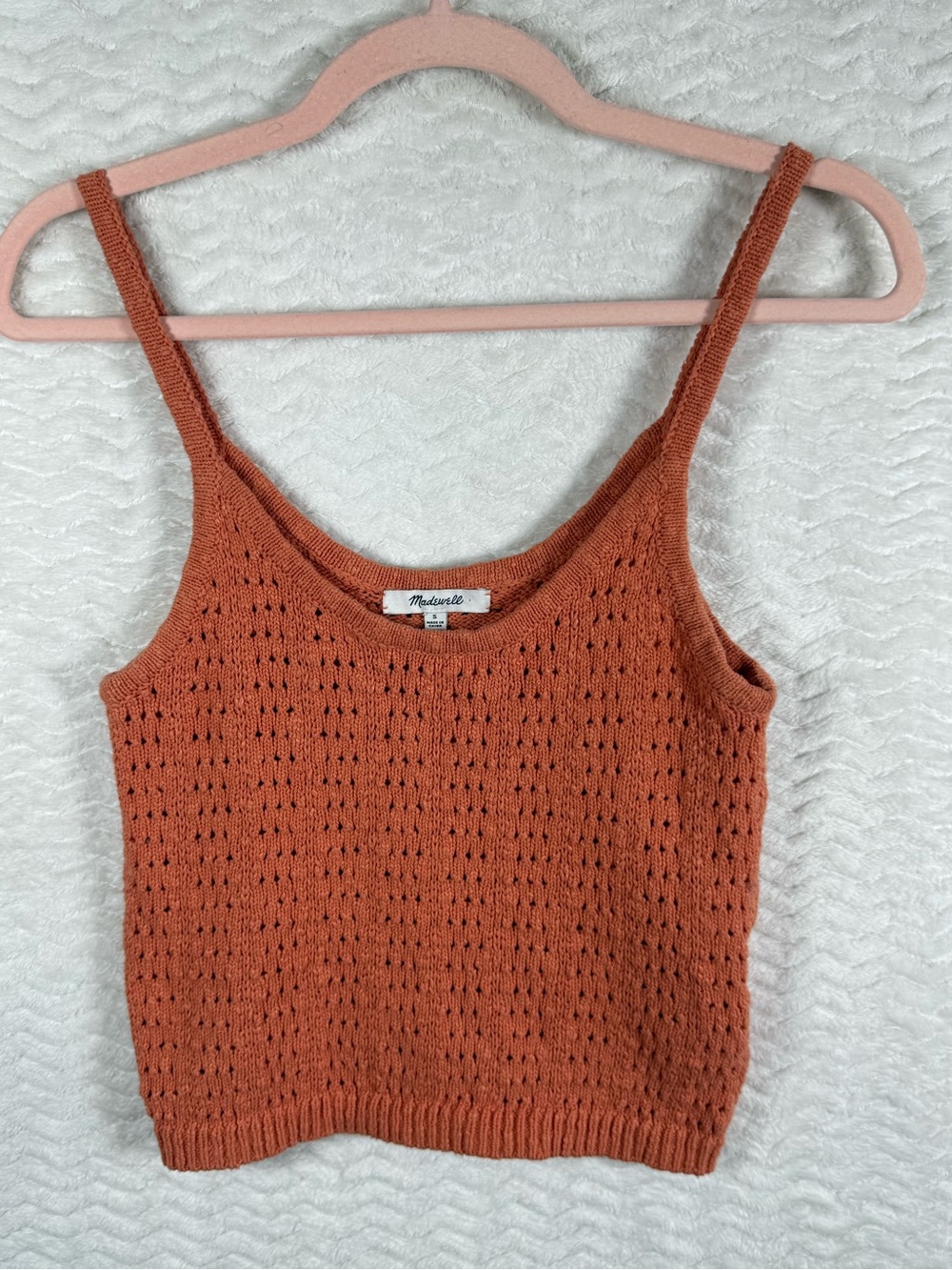 Madewell Rust Orange Openwork Knit Camisole. Beautiful piece 🧡🧡